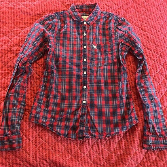 Abercrombie & Fitch Other - Abercrombie Button-Up Shirt Red Blue Buffalo Check Kids Size XS